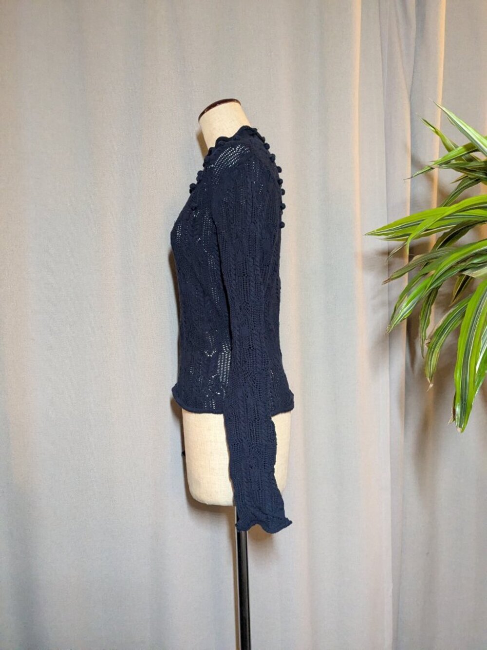Ulla Johnson Celeste Pullover Navy Blue Open Knit Sweater High Neck Size Small - Picture 4 of 8